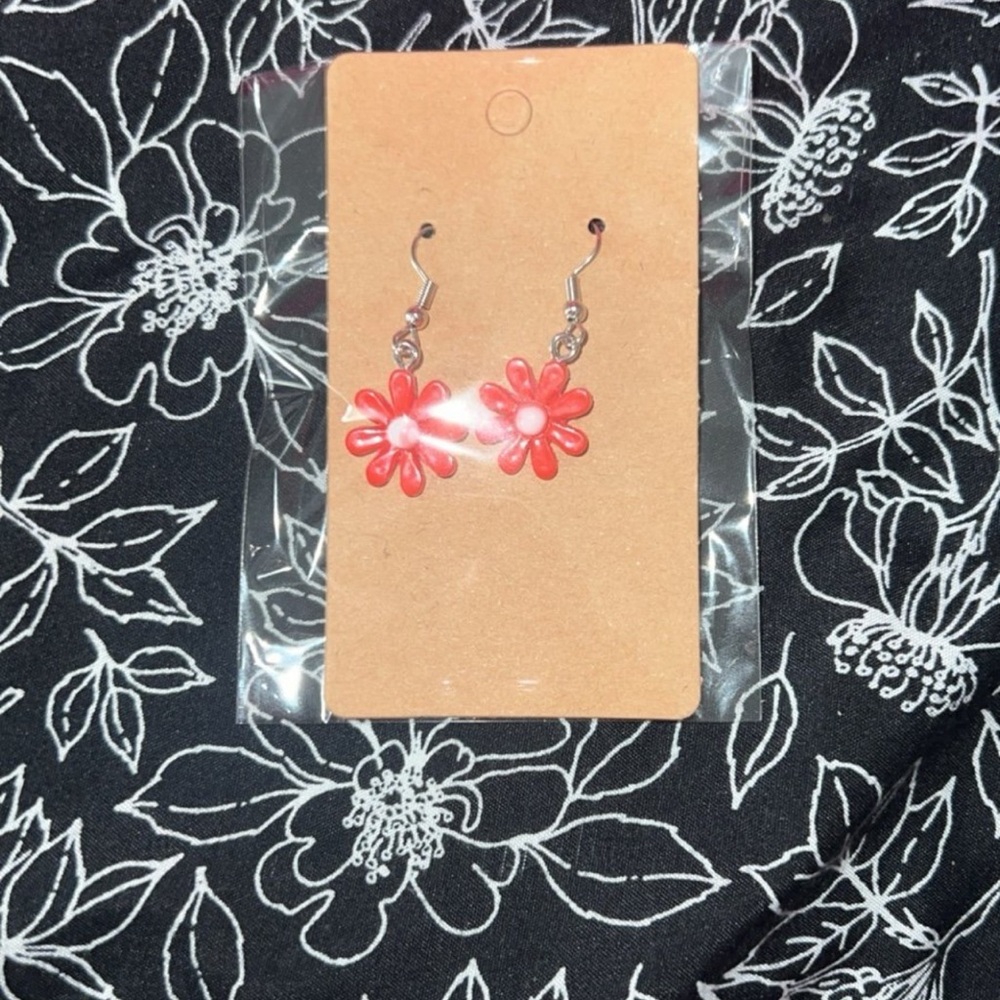Red Flower Earrings